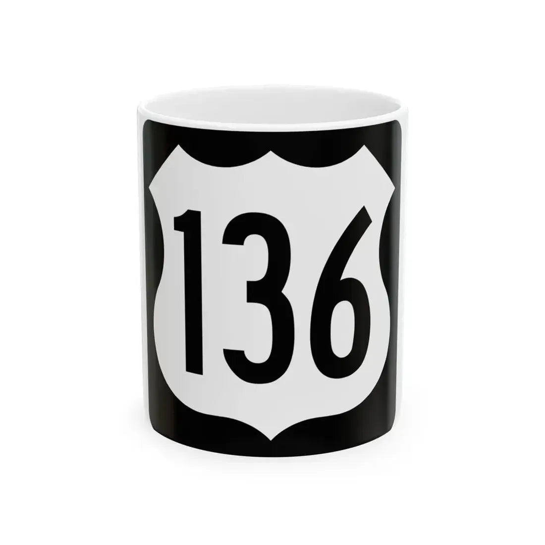 US 136 IA (Iowa) (Road Sign) White Coffee Mug 11oz - Go Mug Yourself