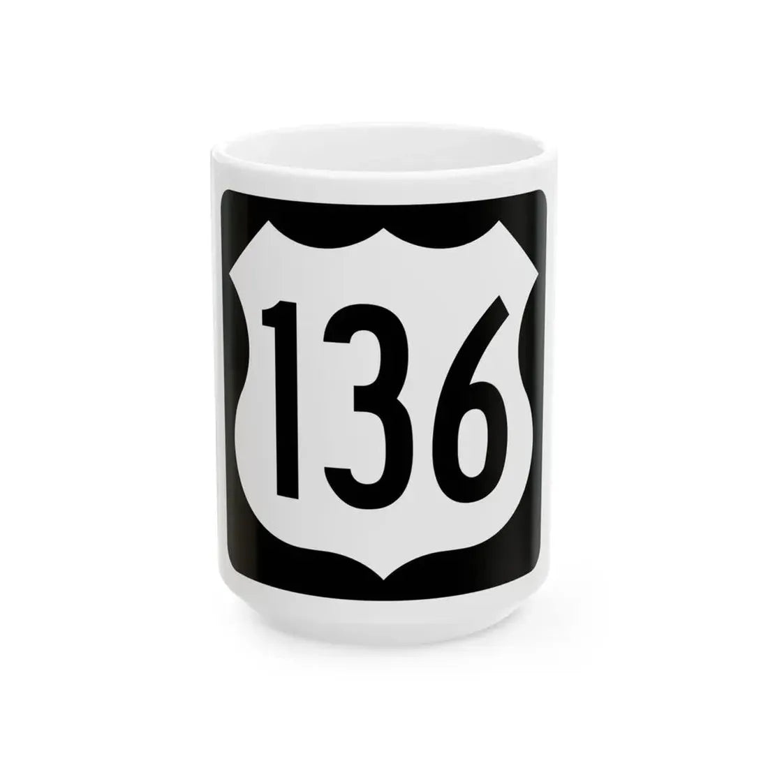 US 136 IA (Iowa) (Road Sign) White Coffee Mug 15oz - Go Mug Yourself