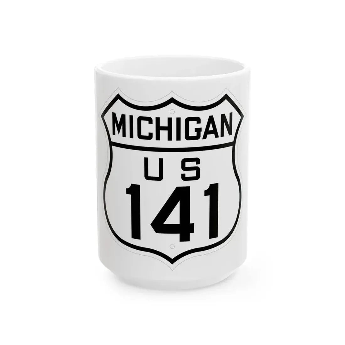 US 141 Michigan 1926 (Michigan) (Road Sign) White Coffee Mug 15oz - Go Mug Yourself