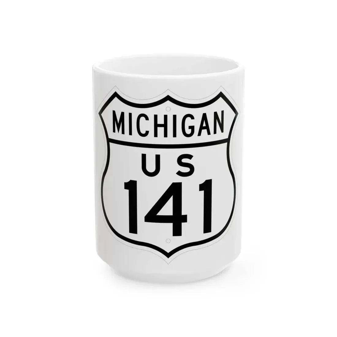 US 141 Michigan 1948 (Michigan) (Road Sign) White Coffee Mug 15oz - Go Mug Yourself