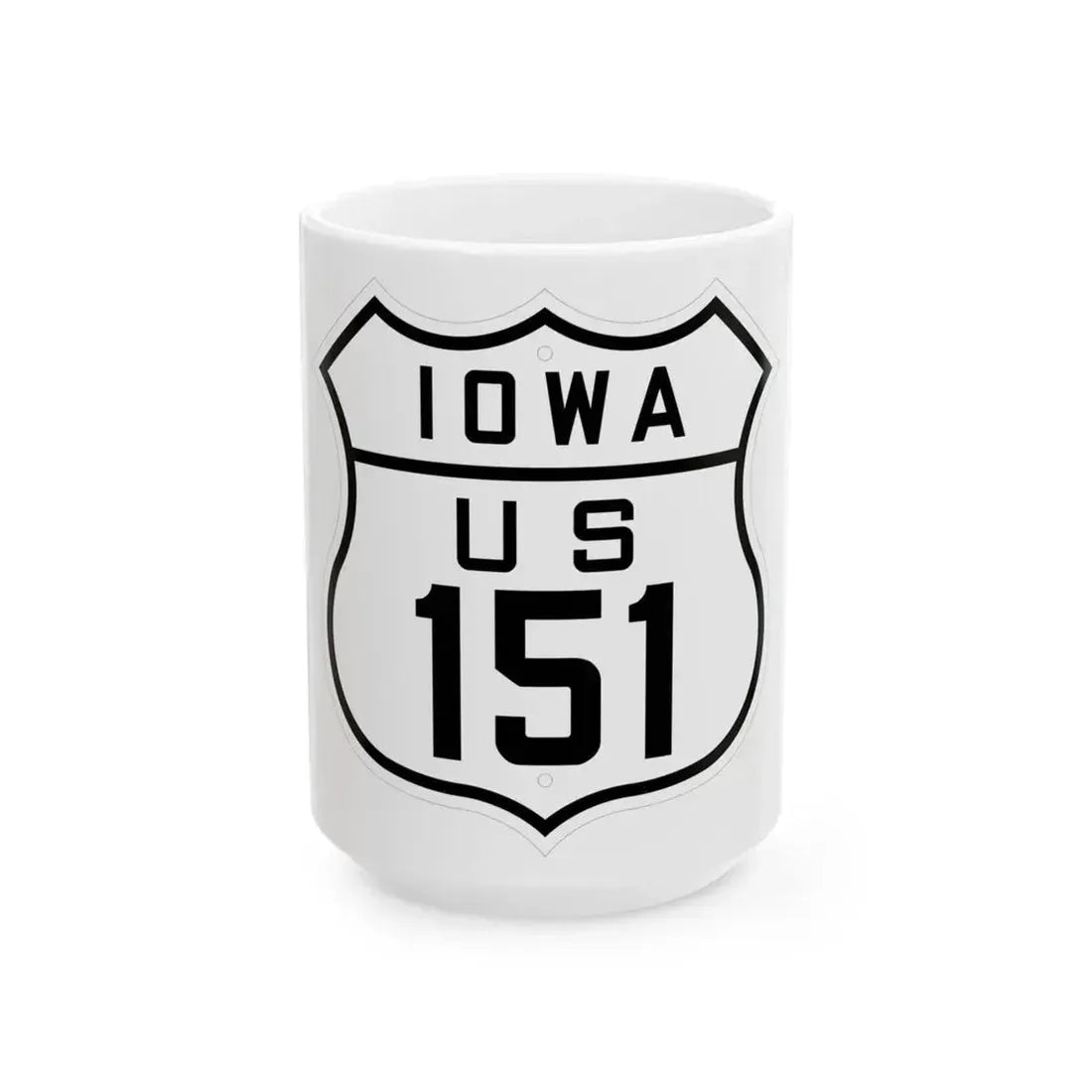US 151 Iowa 1926 (Iowa) (Road Sign) White Coffee Mug 15oz - Go Mug Yourself