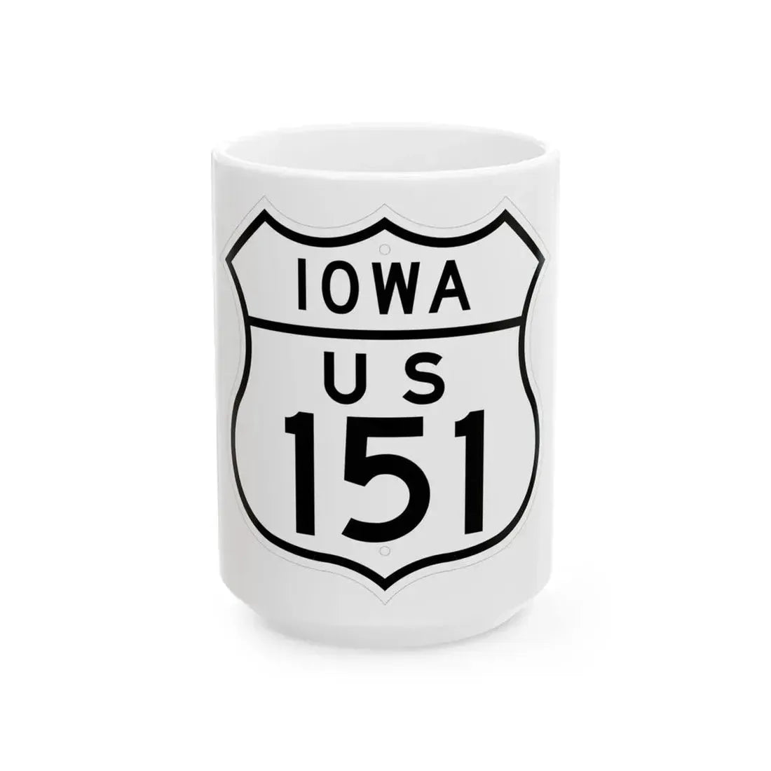 US 151 Iowa 1948 (Iowa) (Road Sign) White Coffee Mug 15oz - Go Mug Yourself