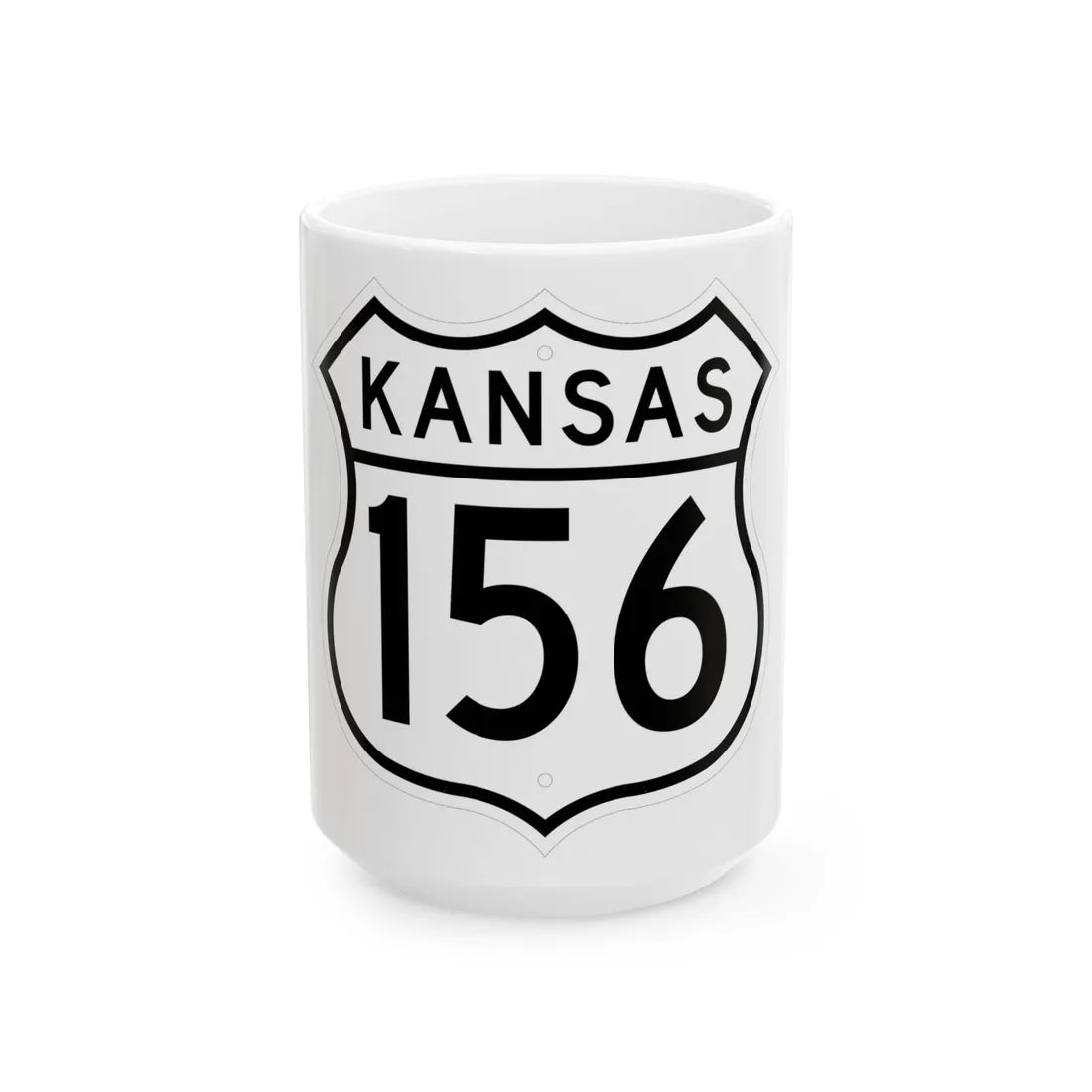 US 156 Kansas 1962 (Kansas) (Road Sign) White Coffee Mug 15oz - Go Mug Yourself