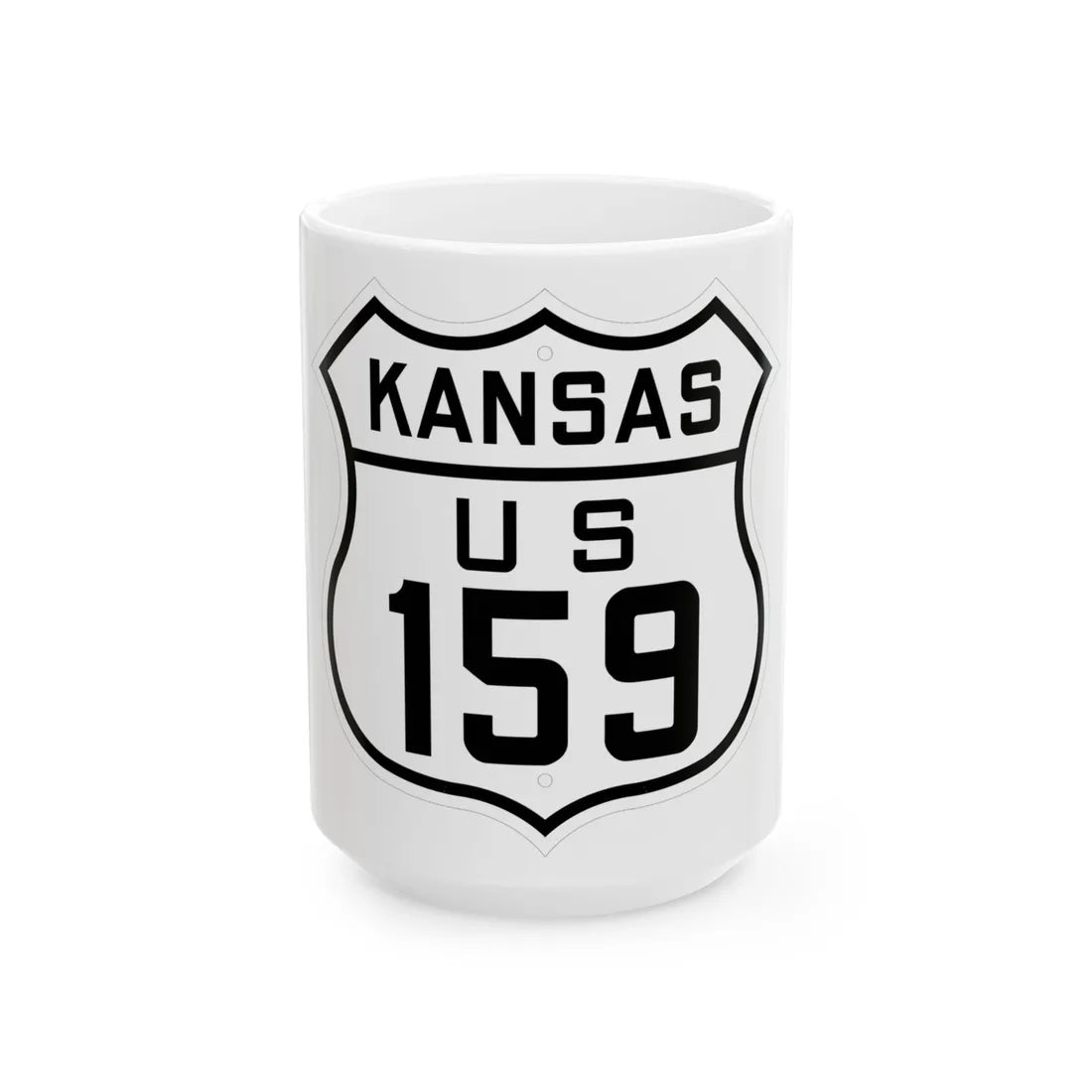 US 159 Kansas 1926 (Kansas) (Road Sign) White Coffee Mug 15oz - Go Mug Yourself