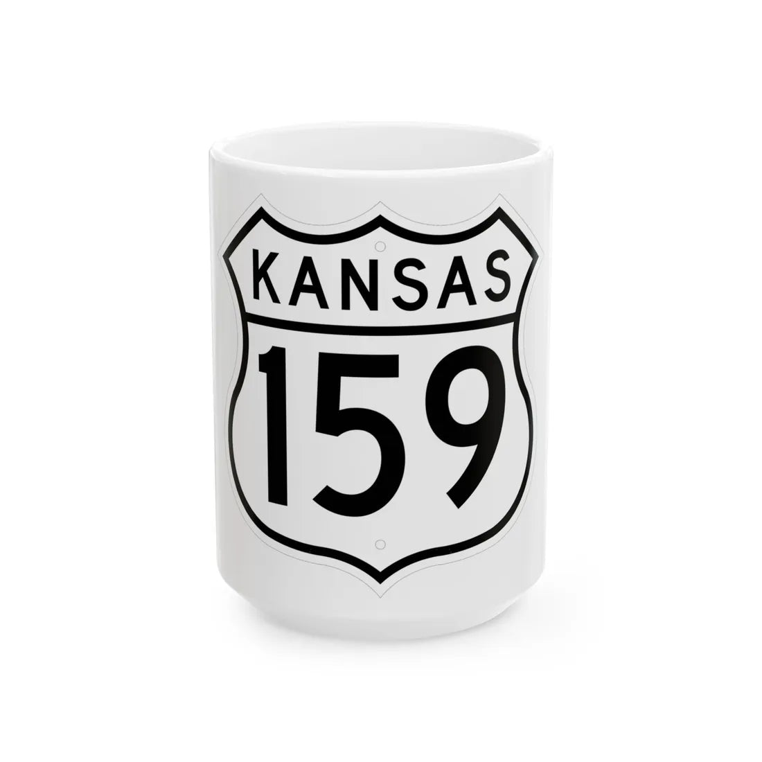 US 159 Kansas 1962 (Kansas) (Road Sign) White Coffee Mug 15oz - Go Mug Yourself