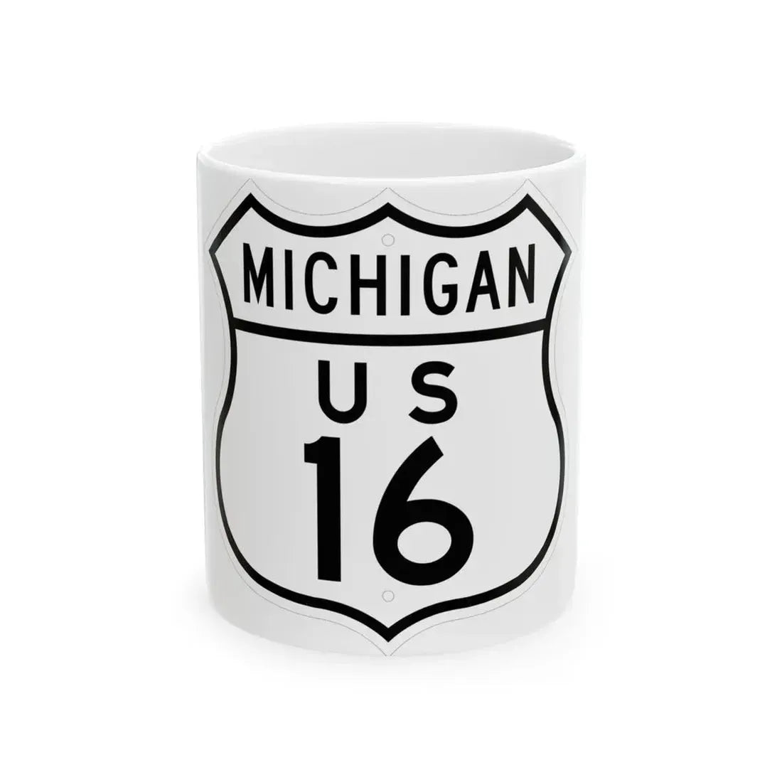 US 16 Michigan 1948 (Michigan) (Road Sign) White Coffee Mug 11oz - Go Mug Yourself