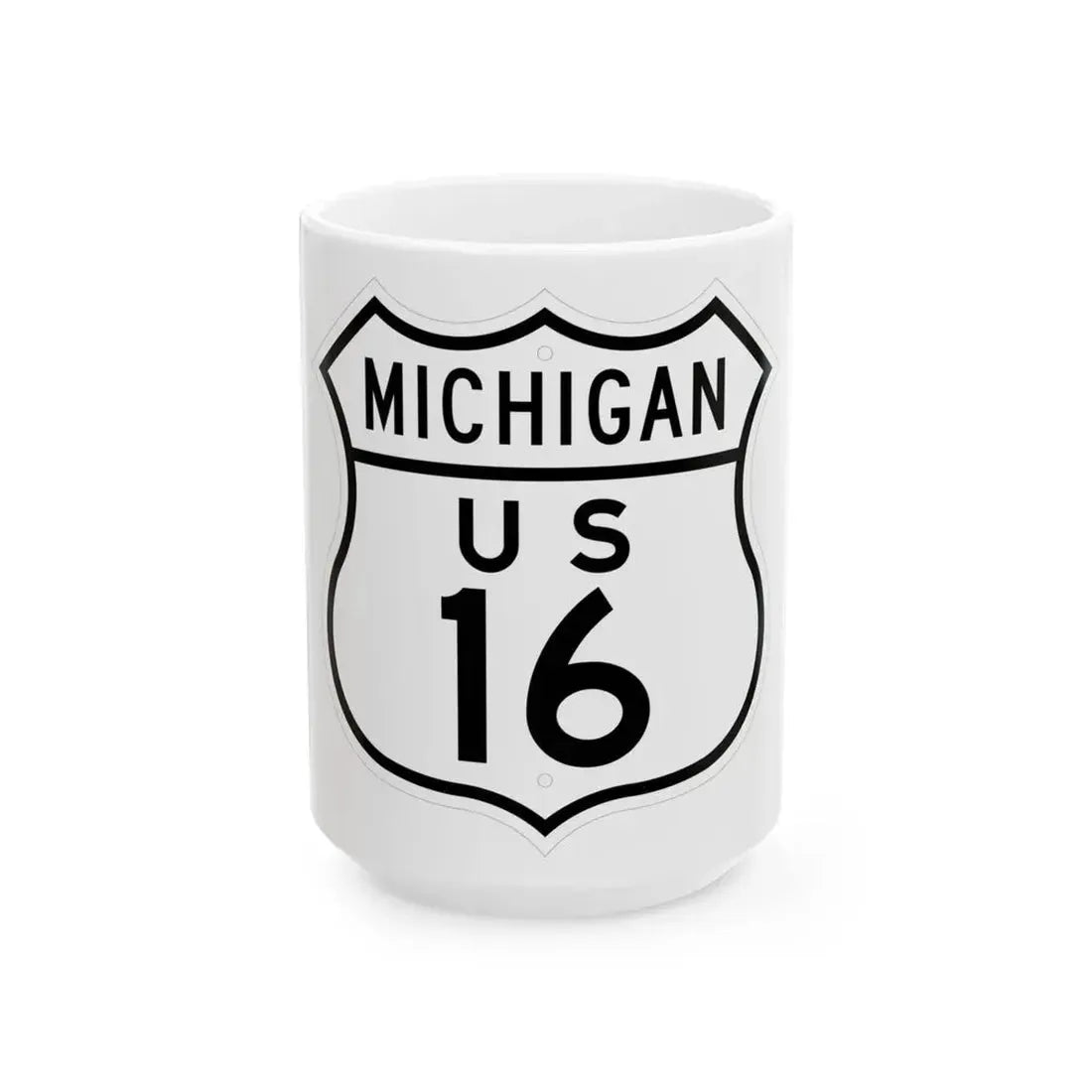 US 16 Michigan 1948 (Michigan) (Road Sign) White Coffee Mug 15oz - Go Mug Yourself