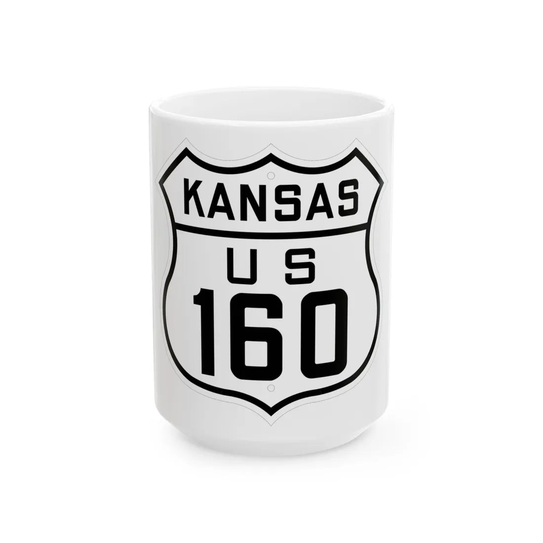 US 160 Kansas 1926 (Kansas) (Road Sign) White Coffee Mug 15oz - Go Mug Yourself
