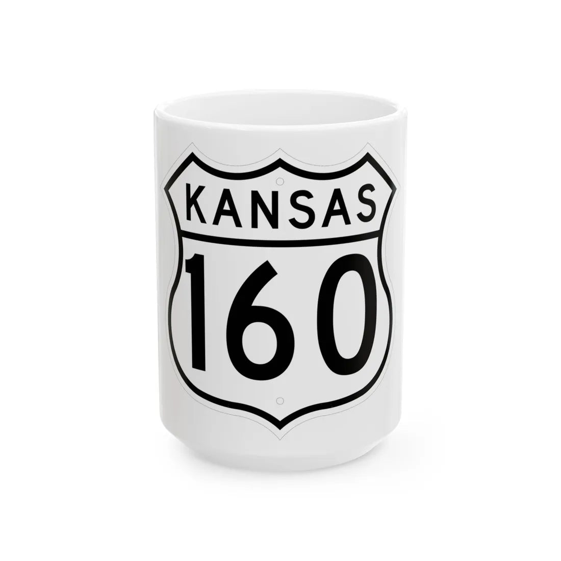 US 160 Kansas 1962 (Kansas) (Road Sign) White Coffee Mug 15oz - Go Mug Yourself