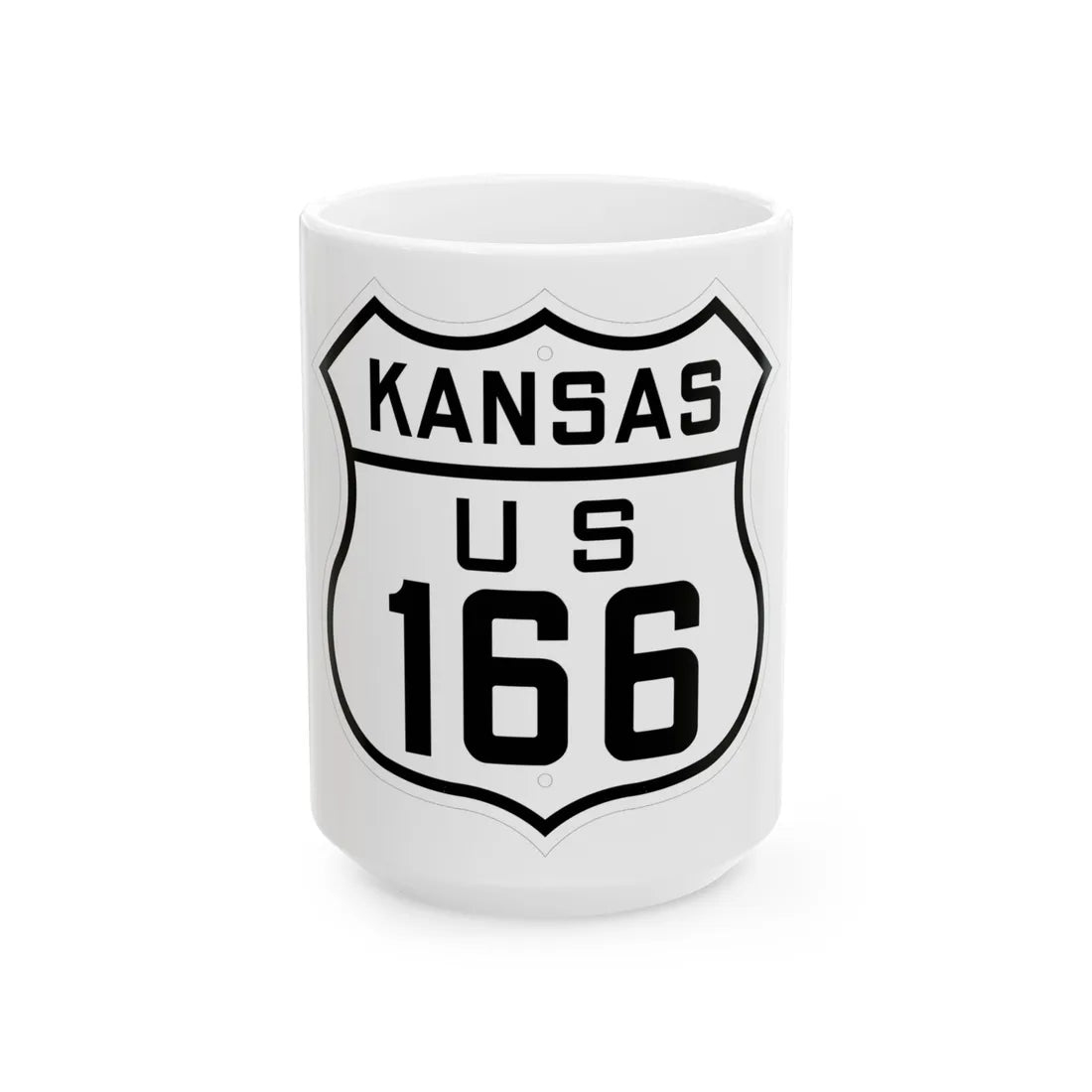 US 166 Kansas 1926 (Kansas) (Road Sign) White Coffee Mug 15oz - Go Mug Yourself