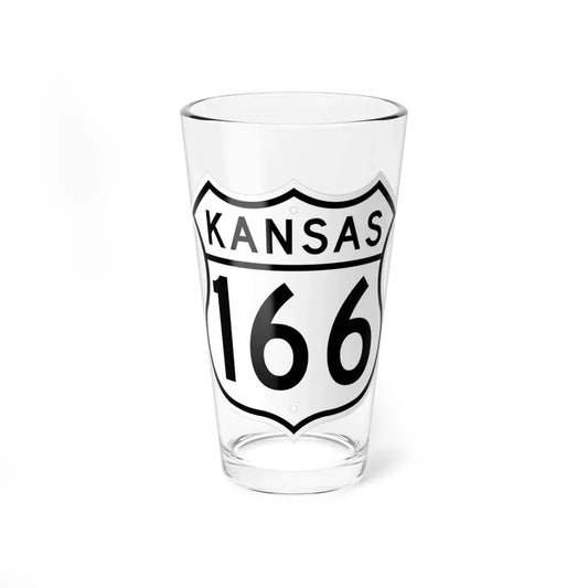 US 166 Kansas 1962 (Kansas) (Road Sign) Pint Glss 16oz 16oz - Go Mug Yourself