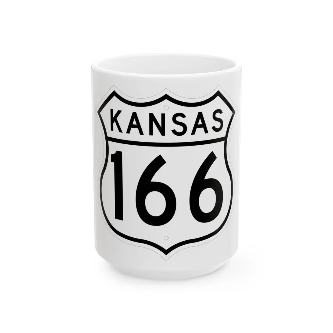 US 166 Kansas 1962 (Kansas) (Road Sign) White Coffee Mug 15oz - Go Mug Yourself