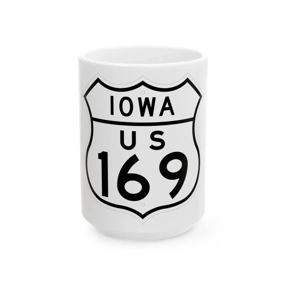 US 169 Iowa 1948 (Iowa) (Road Sign) White Coffee Mug 15oz - Go Mug Yourself
