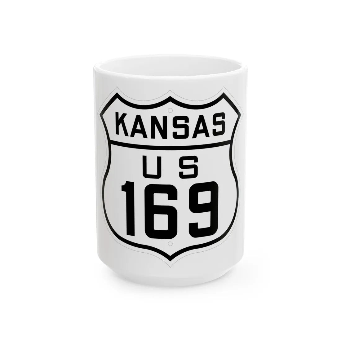 US 169 Kansas 1926 (Kansas) (Road Sign) White Coffee Mug 15oz - Go Mug Yourself