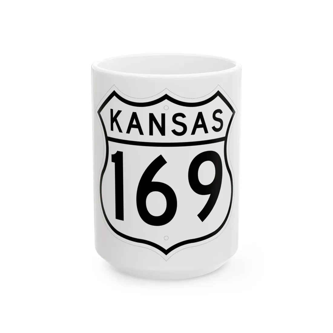 US 169 Kansas 1962 (Kansas) (Road Sign) White Coffee Mug 15oz - Go Mug Yourself