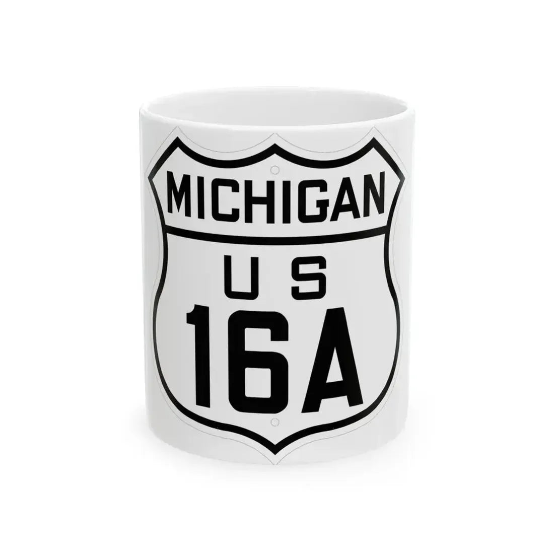 US 16A Michigan 1926 (Michigan) (Road Sign) White Coffee Mug 11oz - Go Mug Yourself