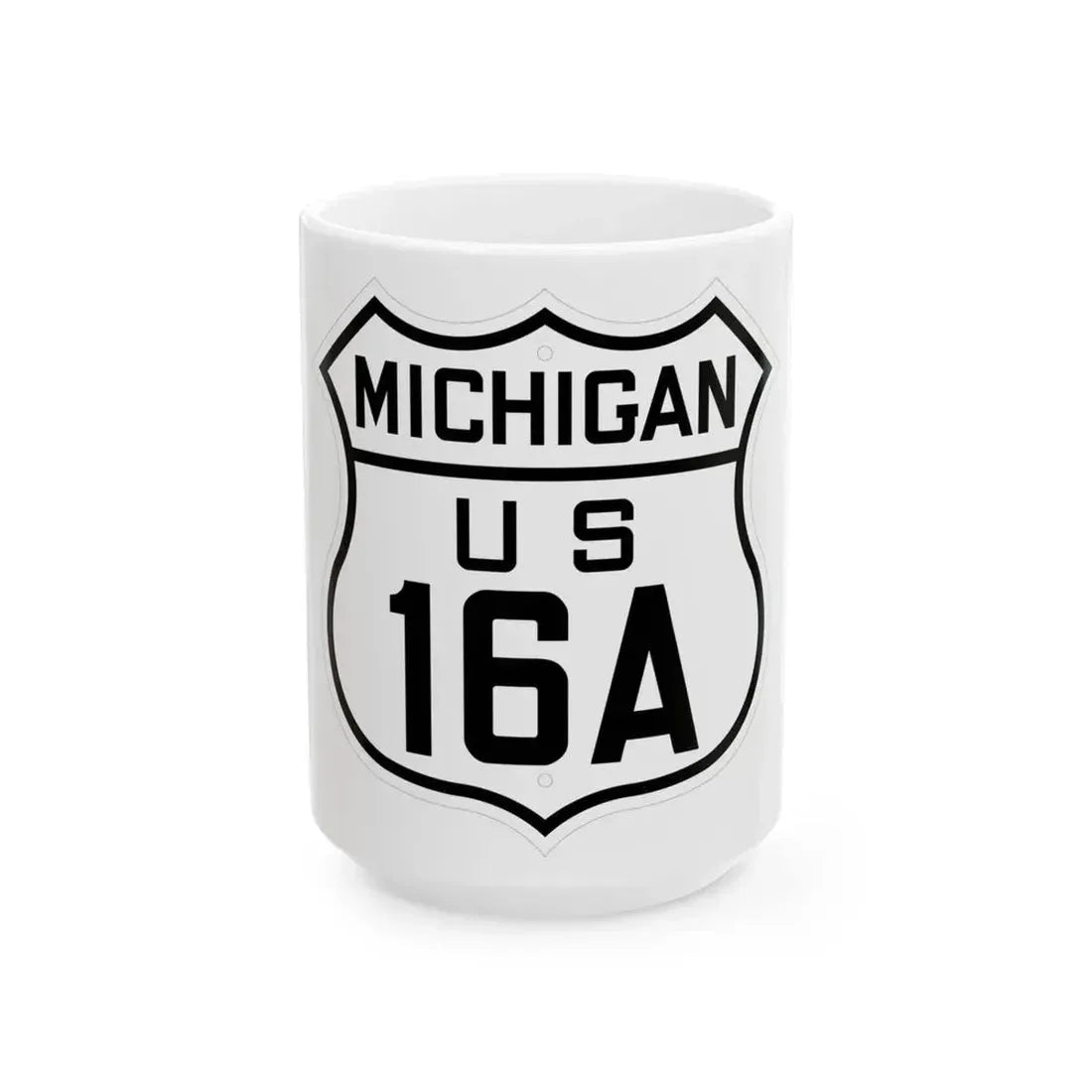 US 16A Michigan 1926 (Michigan) (Road Sign) White Coffee Mug 15oz - Go Mug Yourself