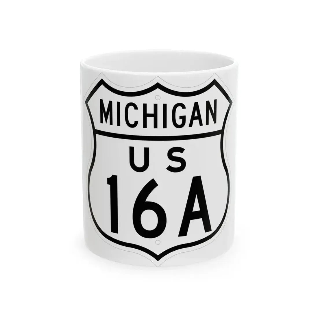 US 16A Michigan 1948 (Michigan) (Road Sign) White Coffee Mug 11oz - Go Mug Yourself