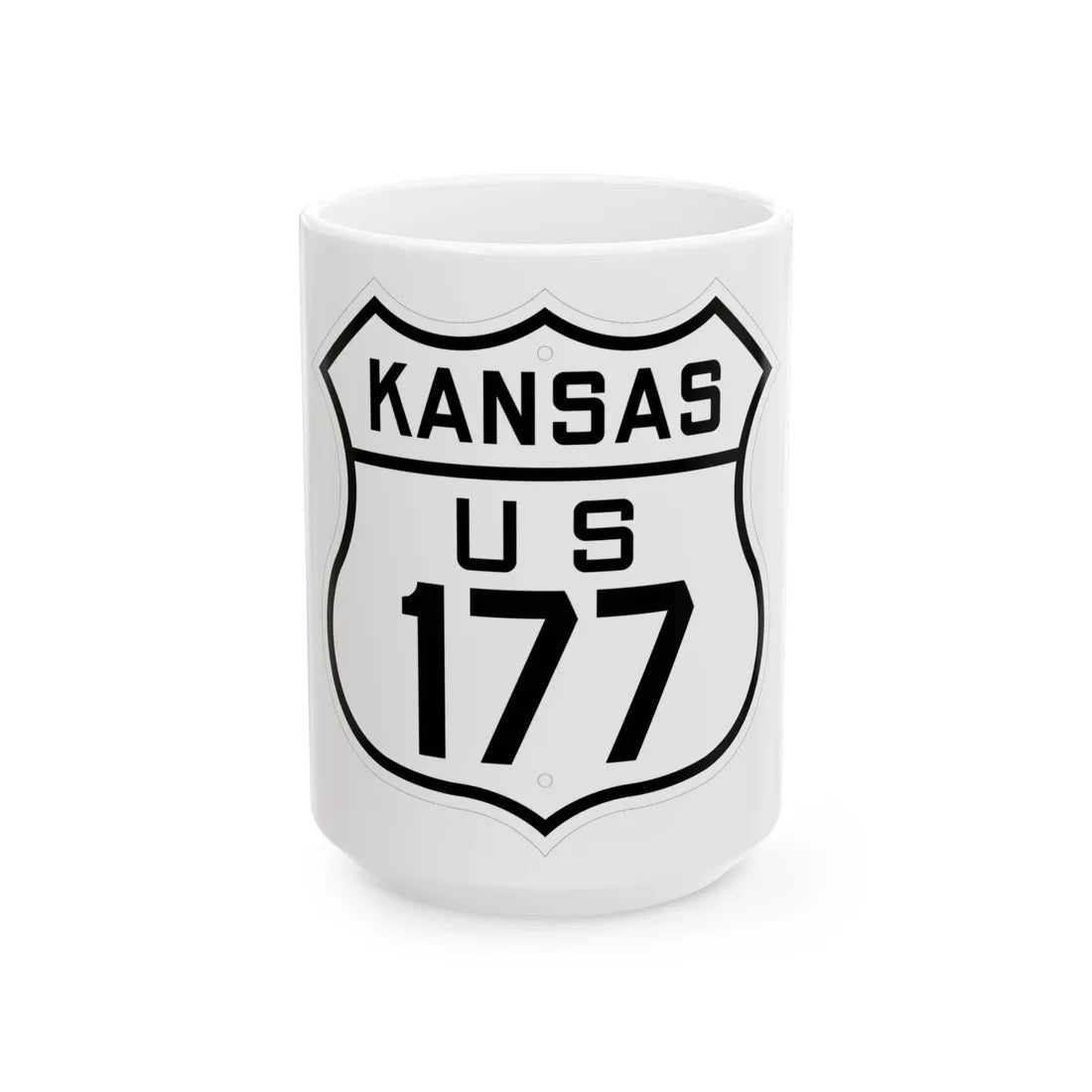 US 177 Kansas 1926 (Kansas) (Road Sign) White Coffee Mug 15oz - Go Mug Yourself