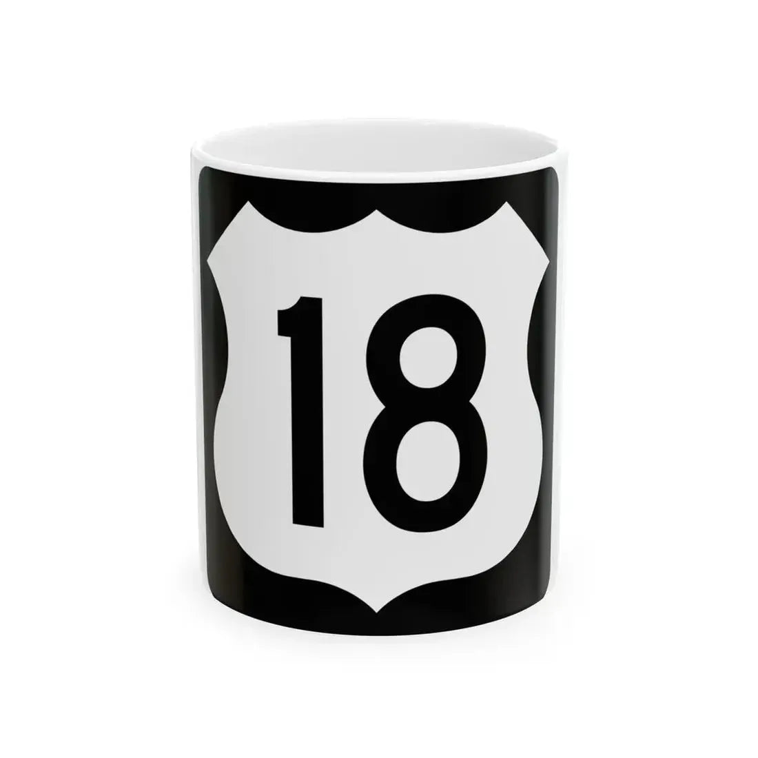 US 18 IA (Iowa) (Road Sign) White Coffee Mug 11oz - Go Mug Yourself