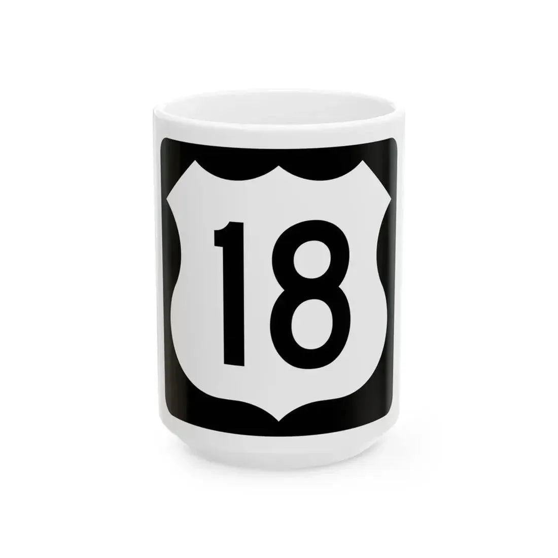 US 18 IA (Iowa) (Road Sign) White Coffee Mug 15oz - Go Mug Yourself