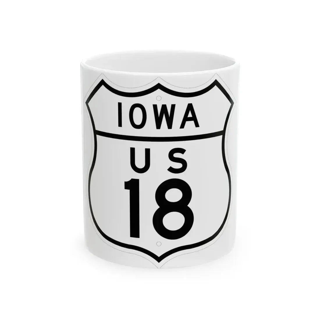 US 18 Iowa 1948 (Iowa) (Road Sign) White Coffee Mug 11oz - Go Mug Yourself