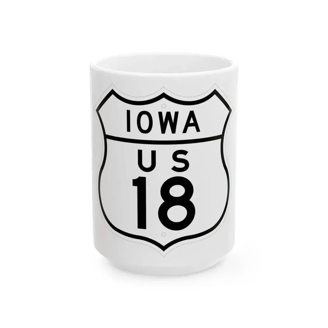 US 18 Iowa 1948 (Iowa) (Road Sign) White Coffee Mug 15oz - Go Mug Yourself