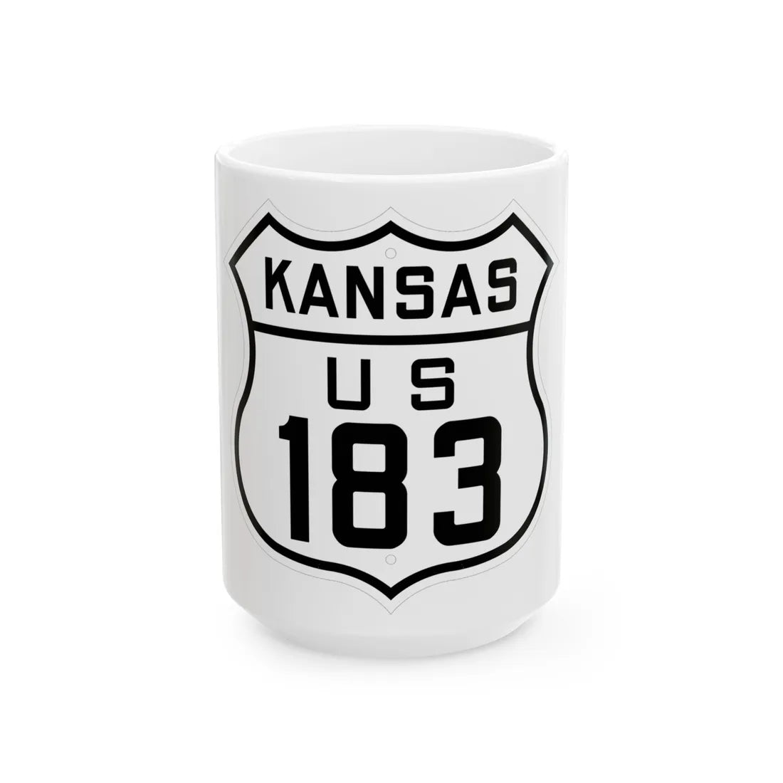 US 183 Kansas 1926 (Kansas) (Road Sign) White Coffee Mug 15oz - Go Mug Yourself