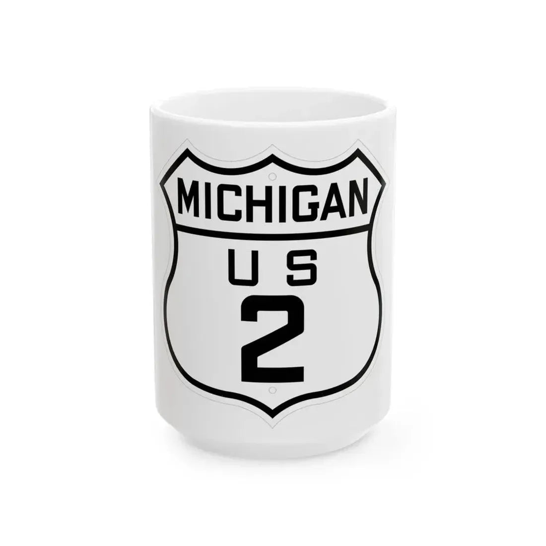 US 2 Michigan 1926 (Michigan) (Road Sign) White Coffee Mug 15oz - Go Mug Yourself