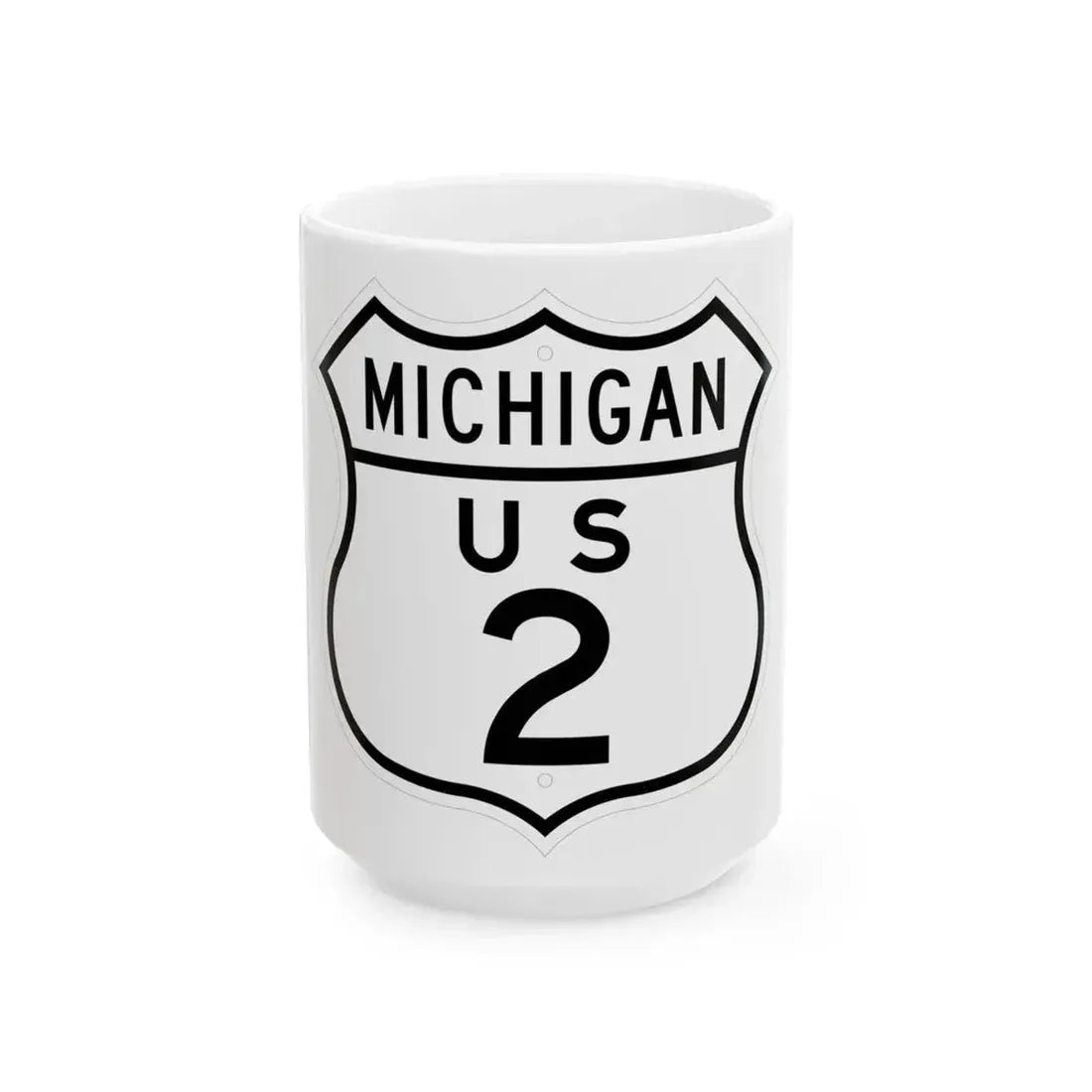 US 2 Michigan 1948 (Michigan) (Road Sign) White Coffee Mug 15oz - Go Mug Yourself