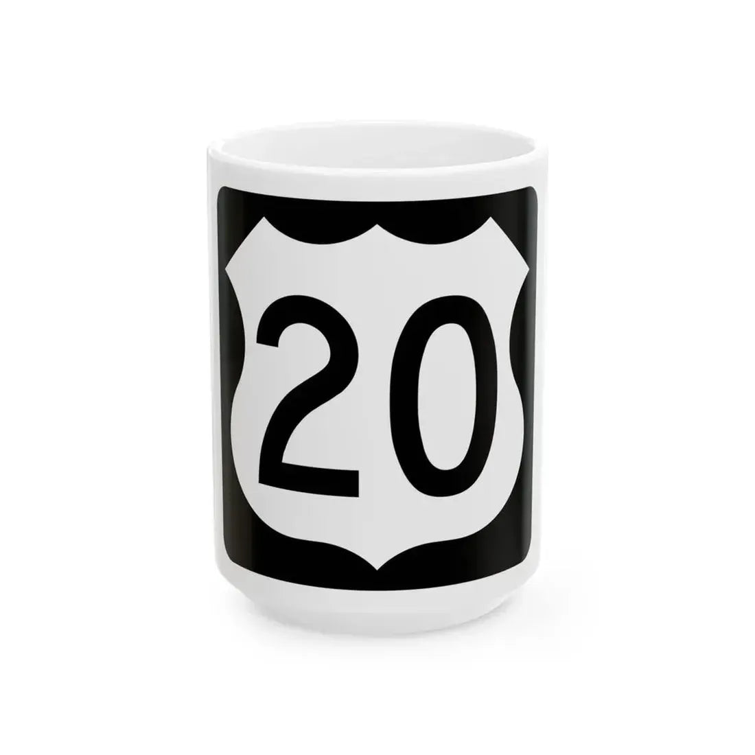 US 20 IA (Iowa) (Road Sign) White Coffee Mug 15oz - Go Mug Yourself