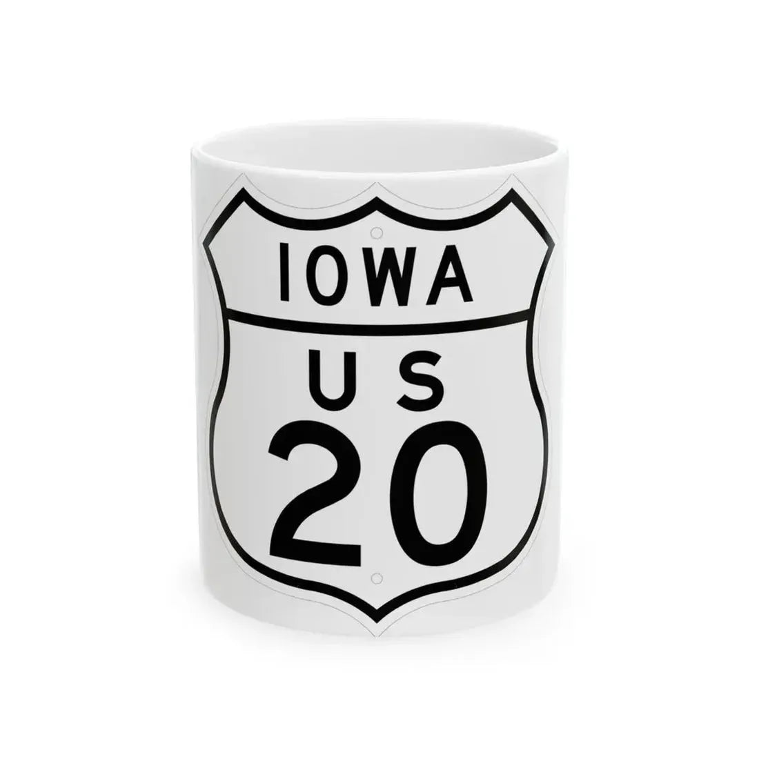 US 20 Iowa 1948 (Iowa) (Road Sign) White Coffee Mug 11oz - Go Mug Yourself