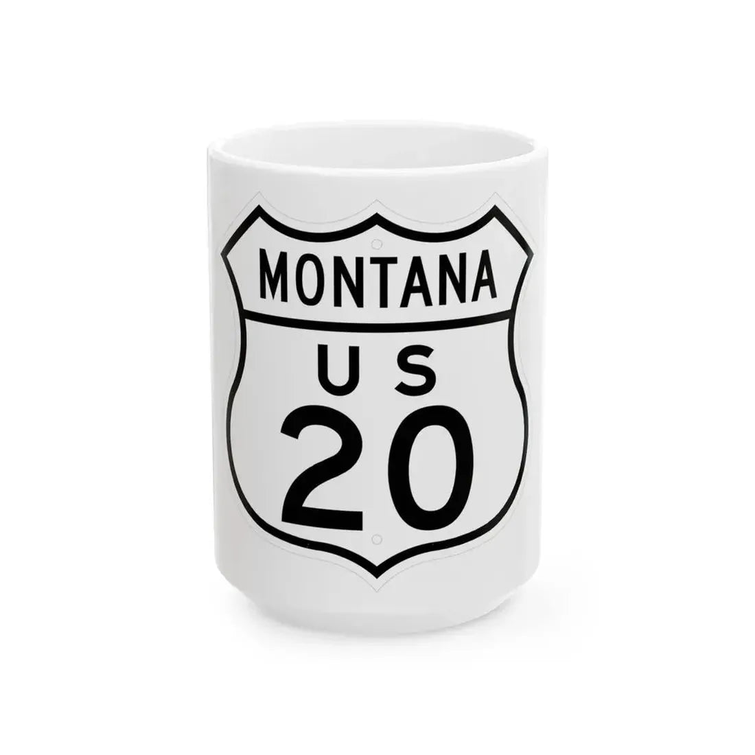 US 20 Montana 1948 (Montana) (Road Sign) White Coffee Mug 15oz - Go Mug Yourself