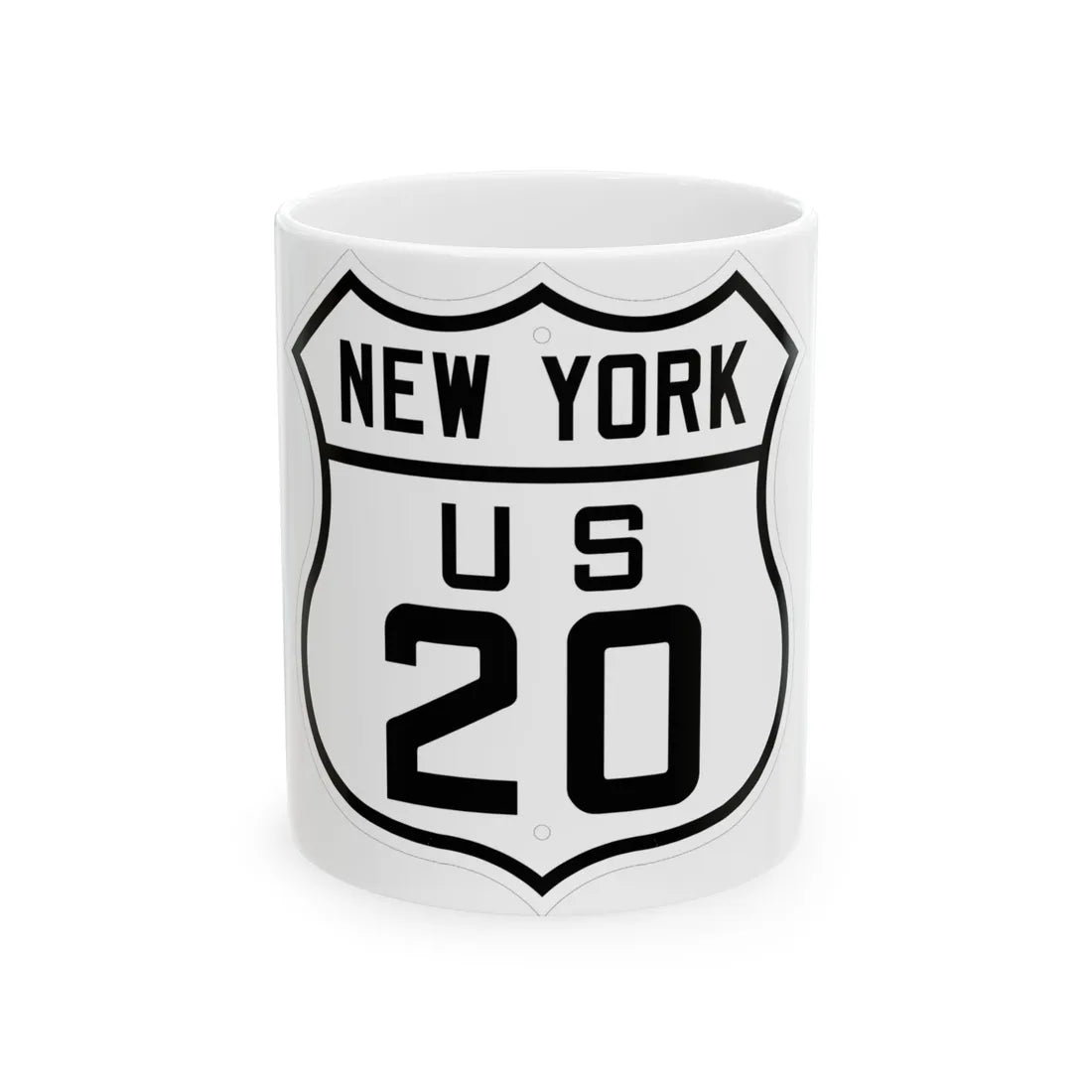 US 20 New York 1926 (New York) (Road Sign) White Coffee Mug 11oz - Go Mug Yourself
