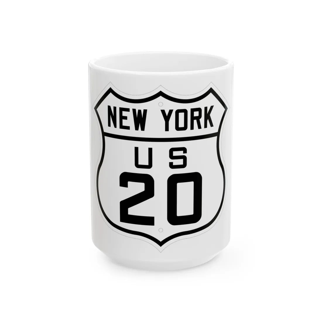 US 20 New York 1926 (New York) (Road Sign) White Coffee Mug 15oz - Go Mug Yourself