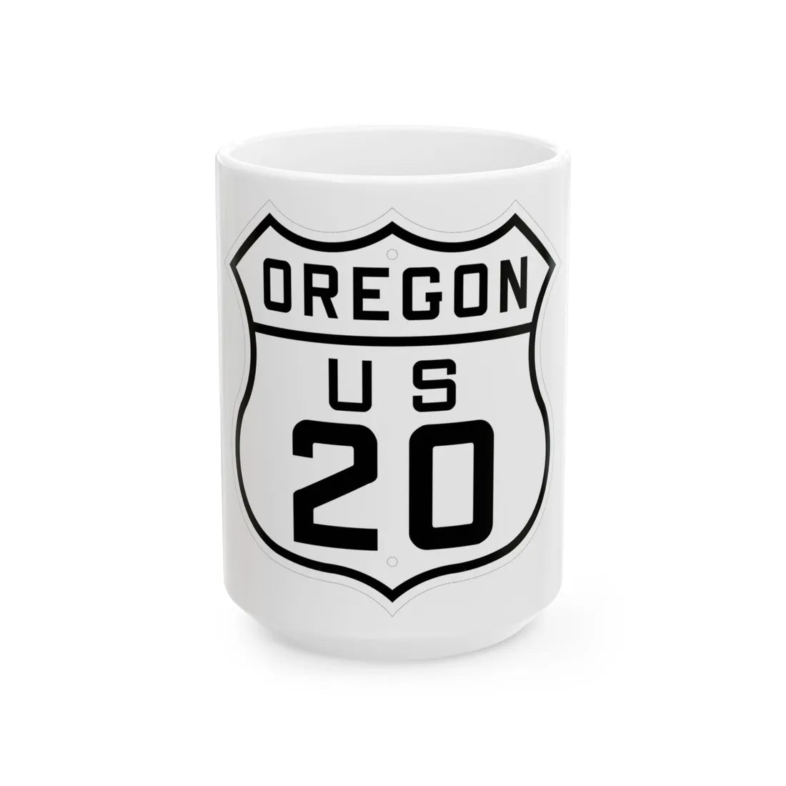 US 20 Oregon 1926 (Oregon) (Road Sign) White Coffee Mug 15oz - Go Mug Yourself