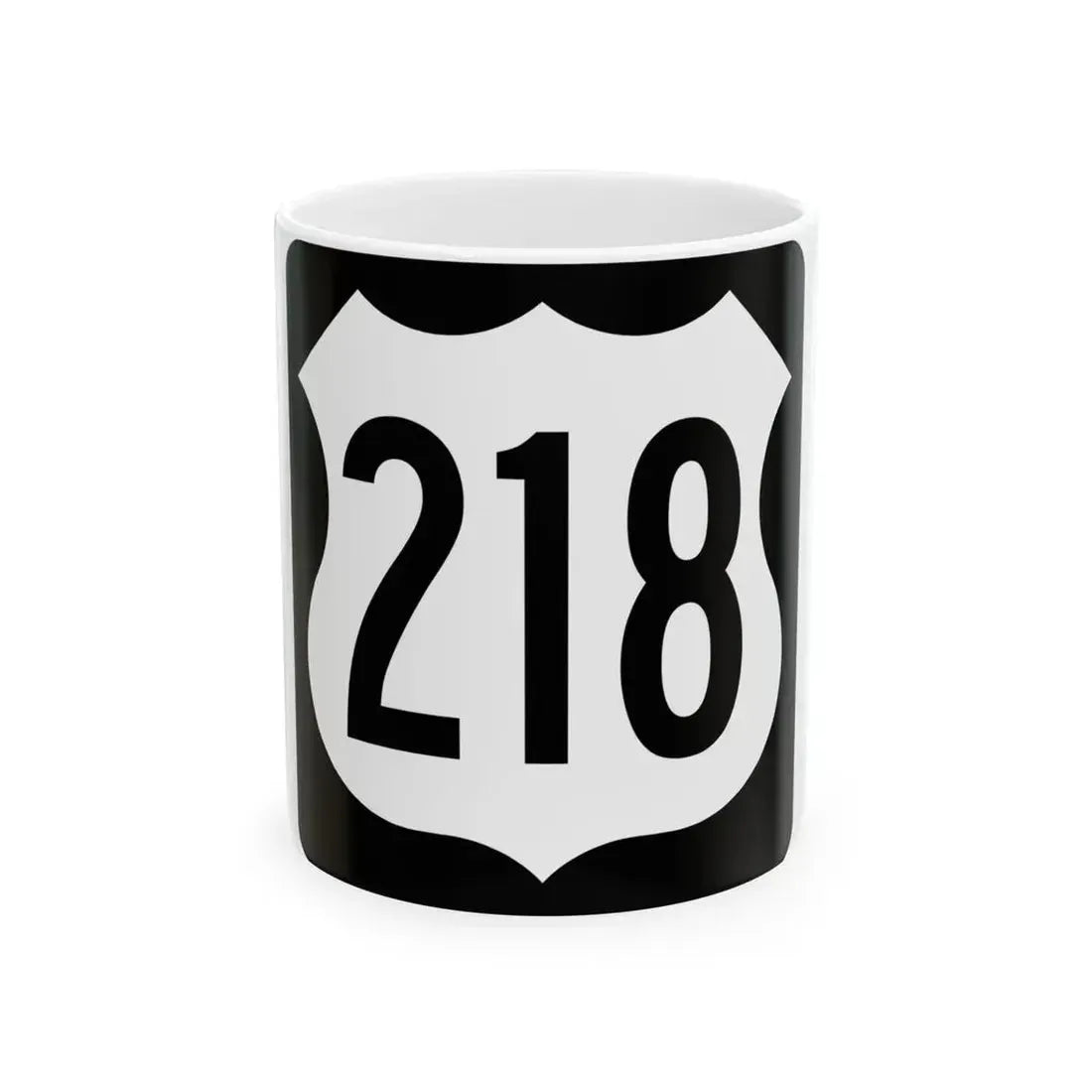 US 218 IA (Iowa) (Road Sign) White Coffee Mug 11oz - Go Mug Yourself