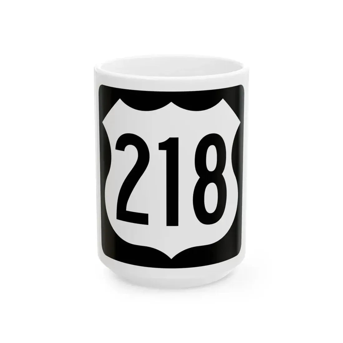 US 218 IA (Iowa) (Road Sign) White Coffee Mug 15oz - Go Mug Yourself