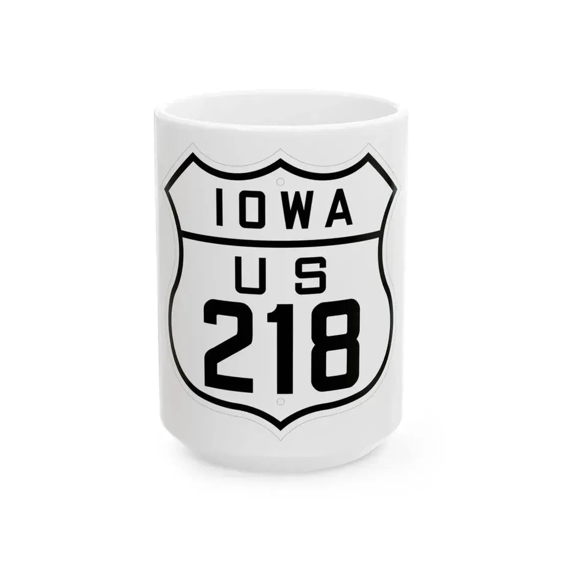 US 218 Iowa 1926 (Iowa) (Road Sign) White Coffee Mug 15oz - Go Mug Yourself