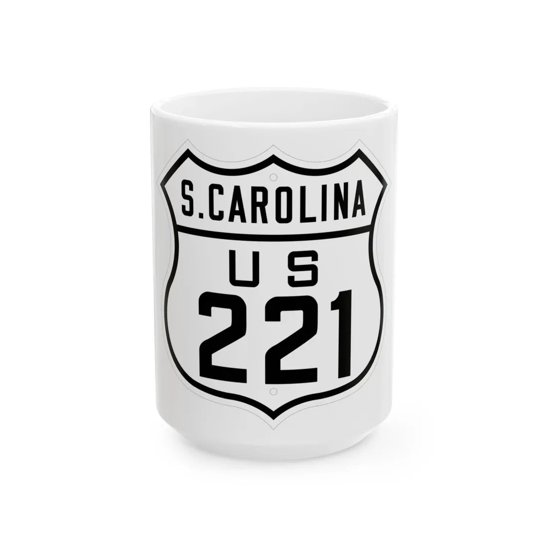 US 221 South Carolina 1926 (South Carolina) (Road Sign) White Coffee Mug 15oz - Go Mug Yourself
