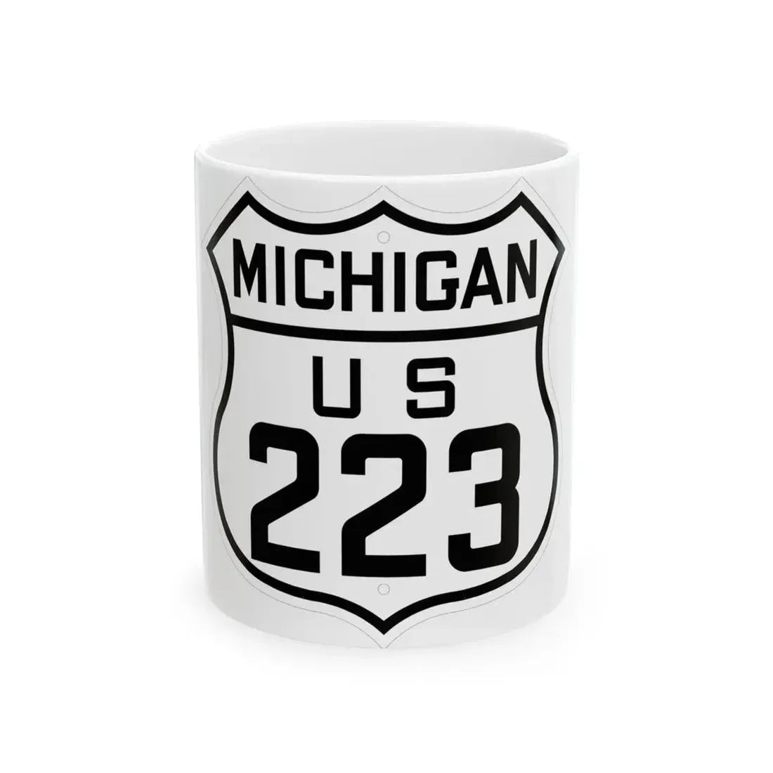 US 223 Michigan 1926 (Michigan) (Road Sign) White Coffee Mug 11oz - Go Mug Yourself