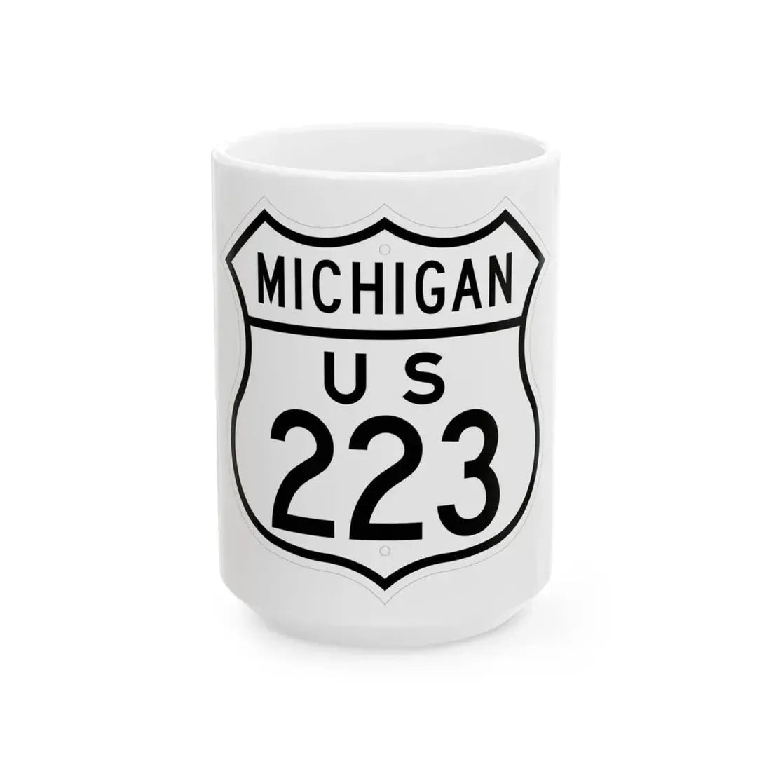 US 223 Michigan 1948 (Michigan) (Road Sign) White Coffee Mug 15oz - Go Mug Yourself