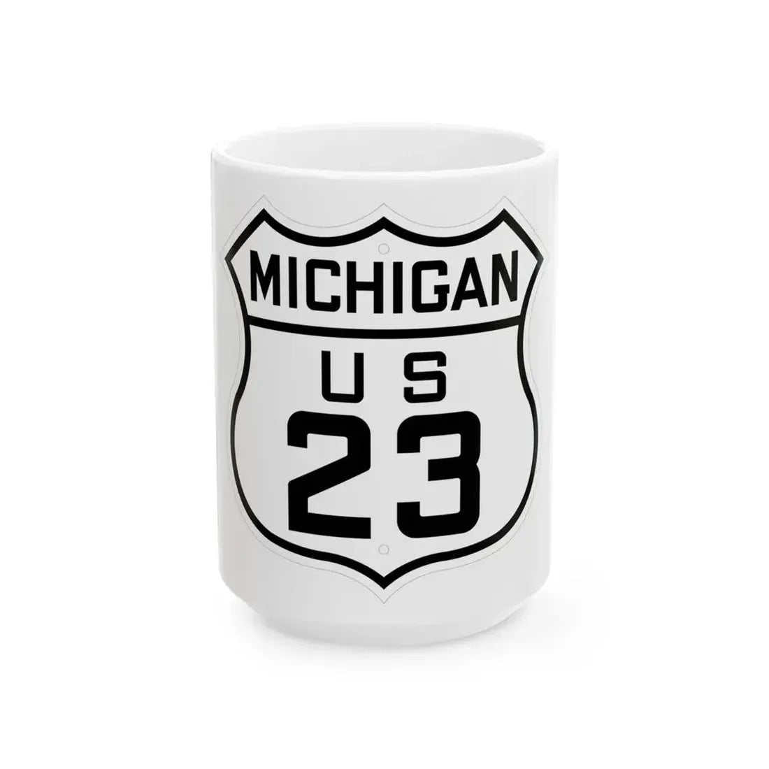 US 23 Michigan 1926 (Michigan) (Road Sign) White Coffee Mug 15oz - Go Mug Yourself