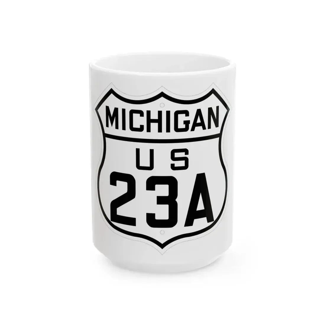 US 23A Michigan 1926 (Michigan) (Road Sign) White Coffee Mug 15oz - Go Mug Yourself