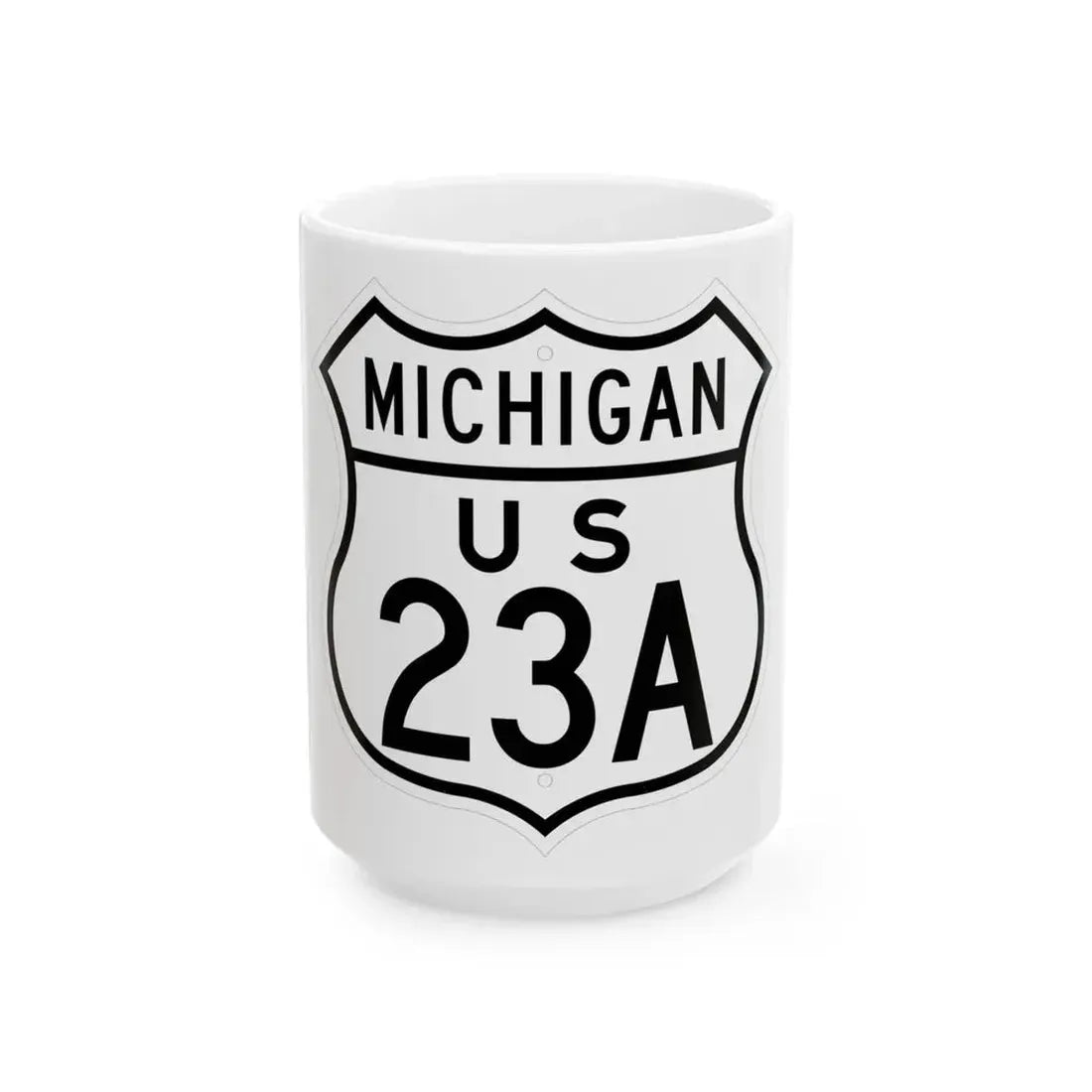 US 23A Michigan 1948 (Michigan) (Road Sign) White Coffee Mug 15oz - Go Mug Yourself