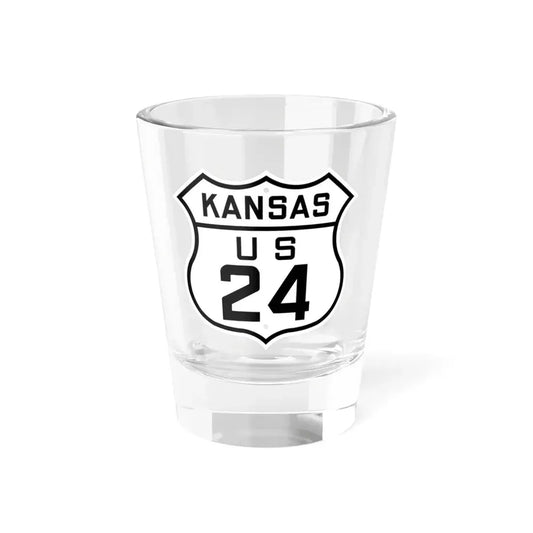 US 24 Kansas 1926 (Kansas) (Road Sign) Shot Glass 1.5oz 1.5oz - Go Mug Yourself