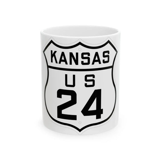 US 24 Kansas 1926 (Kansas) (Road Sign) White Coffee Mug 11oz - Go Mug Yourself