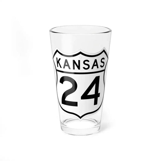 US 24 Kansas 1962 (Kansas) (Road Sign) Pint Glss 16oz 16oz - Go Mug Yourself