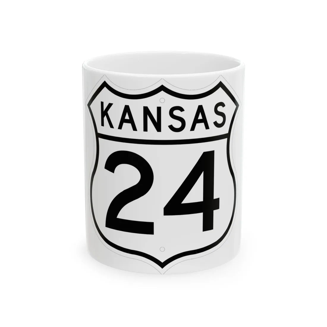 US 24 Kansas 1962 (Kansas) (Road Sign) White Coffee Mug 11oz - Go Mug Yourself