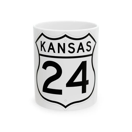 US 24 Kansas 1962 (Kansas) (Road Sign) White Coffee Mug 11oz - Go Mug Yourself